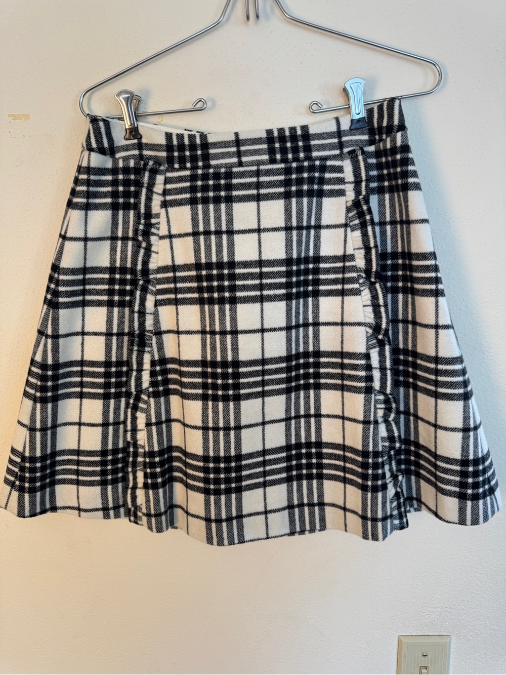 LOFT Black and White Plaid Circle Skirt